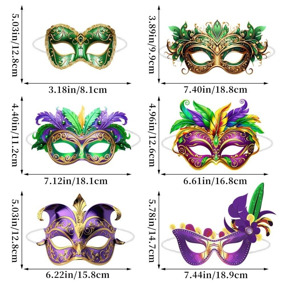 6Pcs Brazilian Carnival Carnival Masquerade Mask DIY Half Face Mask Eye Mask  Party Makeup Ball