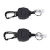 2PCS Retractable Keychain Lost Proof High Elasticity Steel Cable Backpack Key Retractor For Outdoor Hiking Black