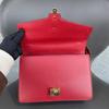 [Pre-Owned] Sylvie Gold Buckle Striped Web Ribbon Bow Wide Shoulder Strap Leather Shoulder Crossbody Handbag Small - Very Good #Z20RZ2