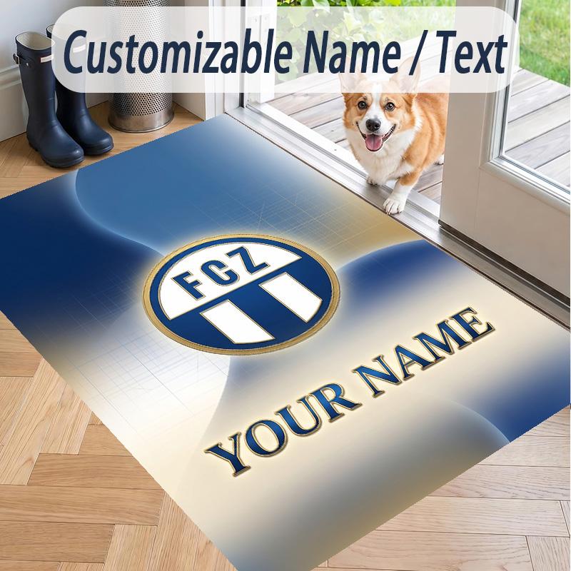 Custom Text Printed Rug FC Zürich Non Slip Floor Carpet For Home Room Decor
