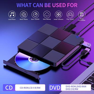 Внешний CD/DVD-привод, DVD-плеер для ноутбука, Ультратонкий портативный CD-резак USB 3.0, Оптический привод, совместимый с настольным ПК Mac