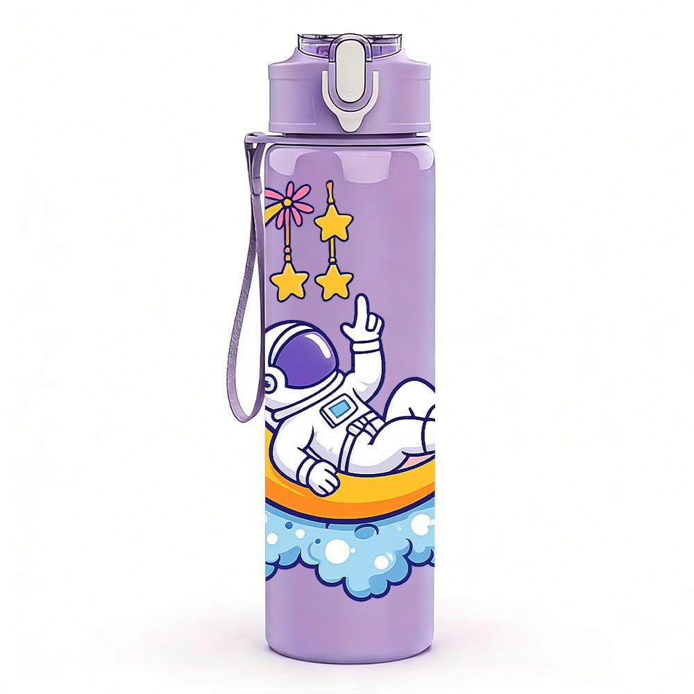 1PC Moon Star Sleeping Kid 750ml Color Plastic Sports Water Bottle Leakproof Flip Straw Lid Suitable for Sports Office Home Use