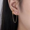 925 Sterling Silver Micro Zircon Double Pierced Hoop Earrings For Women Creative Chain Earrings Party Jewelry