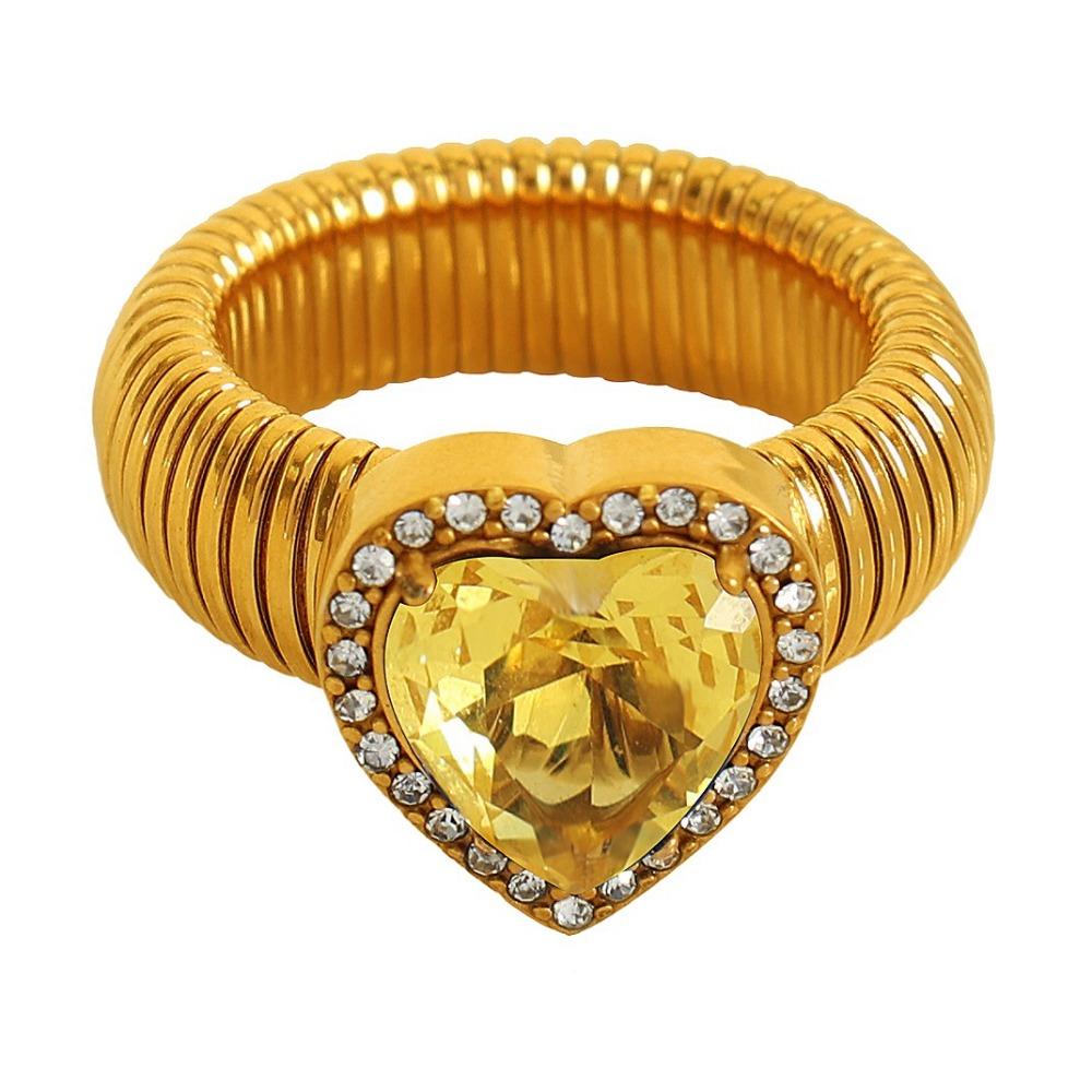 Thick Zircon Heart Ring Vintage Thick Finger Ring Elegant Women's Jewelry Ladies