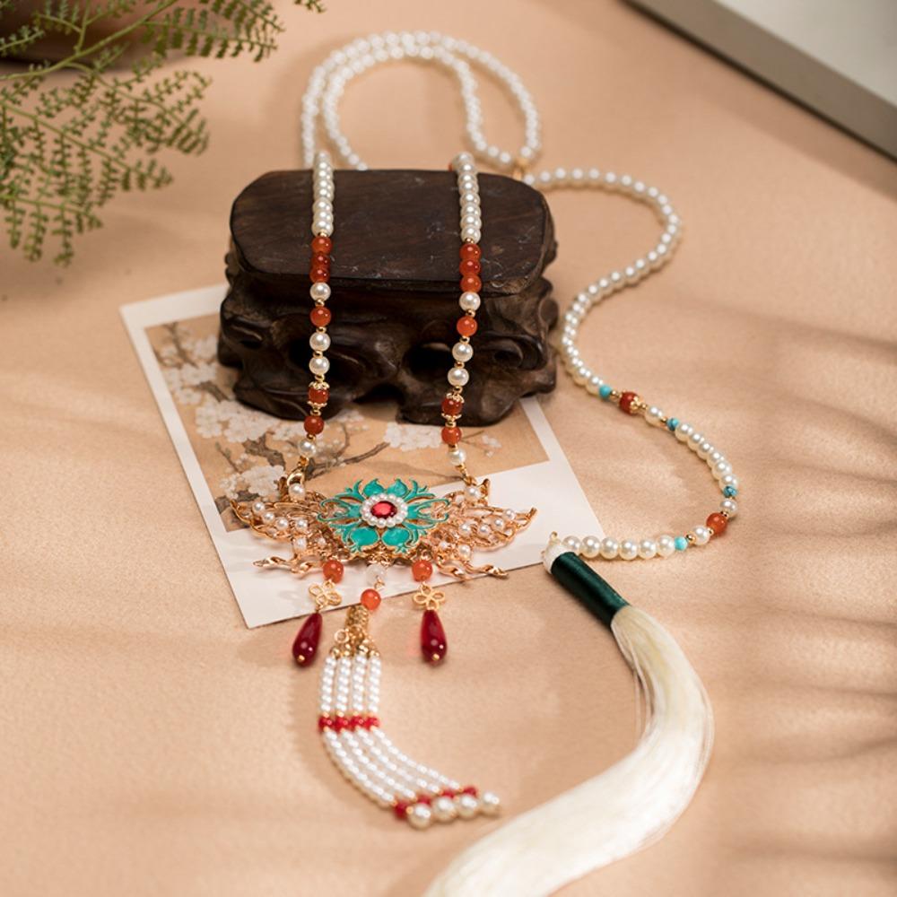 Exquisite Chinese Style Necklace Long Tassel Butterfly Pendant Necklace  Hanfu