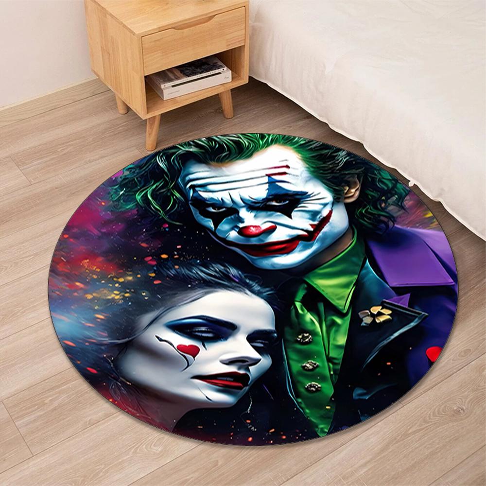 Joker Printed Round Rug Carpet Chair Rug Area Rug Entryway Doormats,for Office Chair Living Room Bedroom Kitchen Room.
