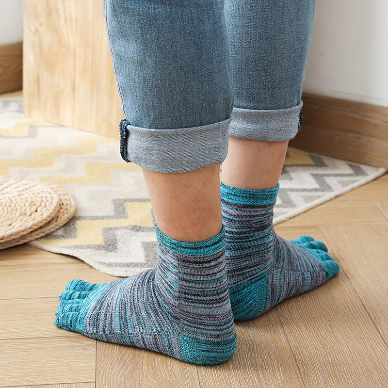 5 Pairs Cotton Happy Socks With Toes Colorful Young, Casual, Fashion Soft Elastic Five Finger Socks Street Fashion Sokken