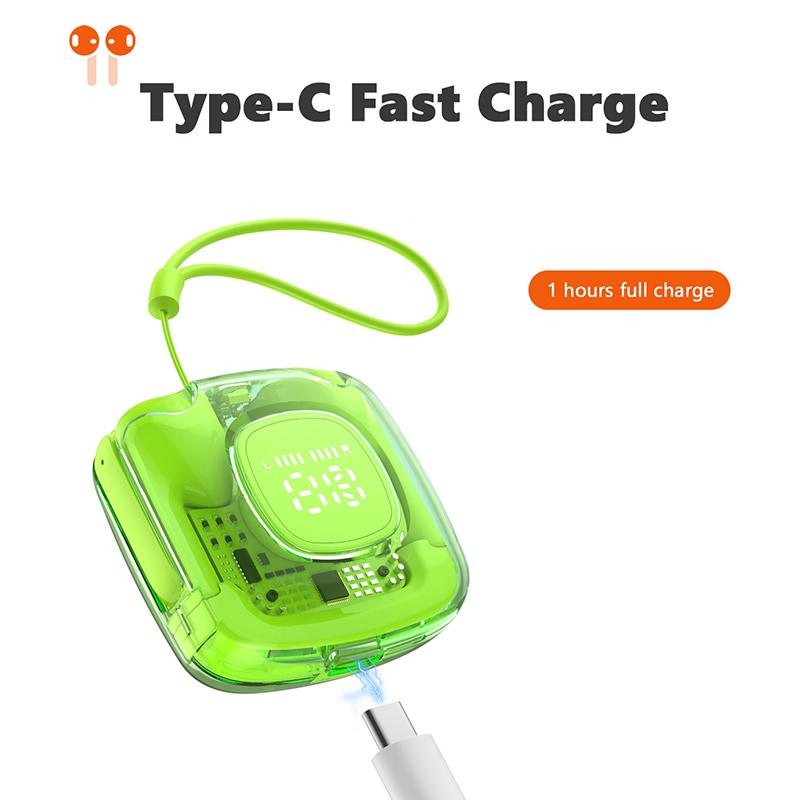 VAORLO Светодиодный цифровой дисплей, мини-наушники Bluetooth, Hi-Fi стерео музыка с HD-микрофоном, наушники с шумоподавлением для всех смартфонов