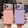 Diamond Camera Lens Printing Flower TPU Leather Phone Case For iPhone 17 16 15 14 13 Pro Max Shockproof Proteciton Cover