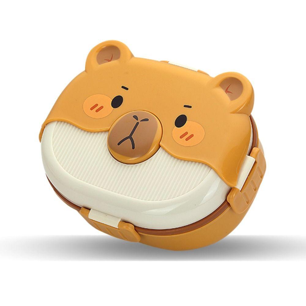 Cartoon Portable Lunch Box Plastic with Compartment Food Container Sealed Leak-Proof Thermos Bowl Microwave