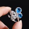 Кольцо Caibao Deep Sea Sapphire Butterfly для женщин Ins Open Mouth Temperament Universal Niche High End Index Finger Ring