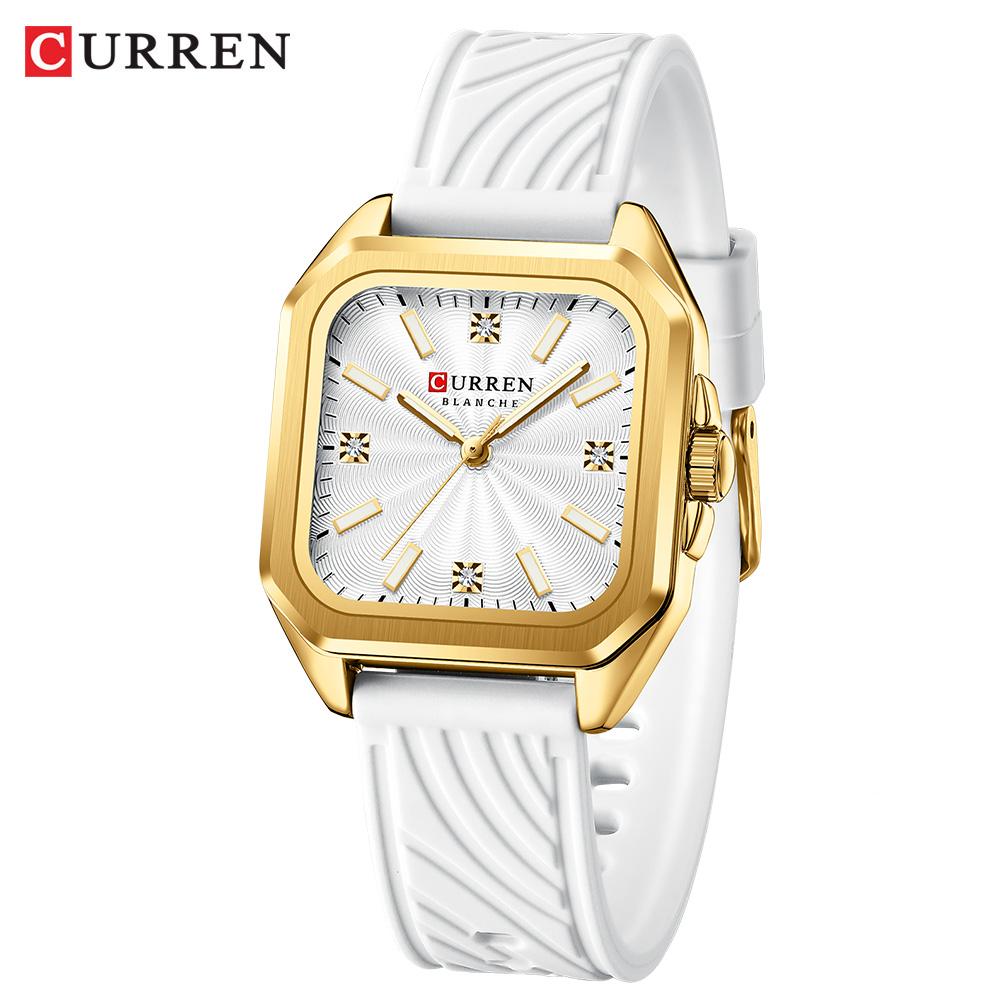 CURREN Fashion Women's Minimalist Square Quartz Watch Casual Sports Silicone Women Gift Clock Watches