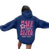 Women's Sweater Letter Print Off-Shoulder Sleeve Hoodie Sweater XS-