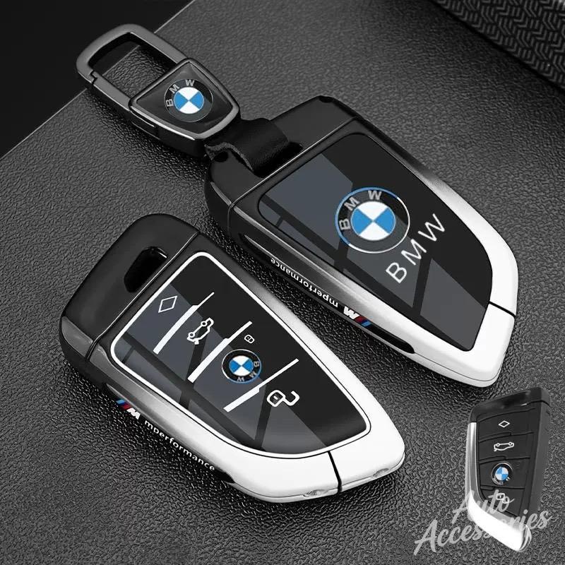 LLIT4 Metal Leather Car Key Case Cover Full Protection Shell For BMW 3 5 7 2 4 Series M Power X1 X2 X3 X4 X5 X6 X7 Keyring Accessories