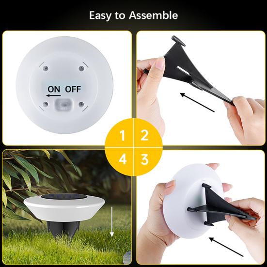 4 шт. Солнечные грунтовые фонари Водонепроницаемые уличные ландшафтные светильники Светодиодная газонная лампа