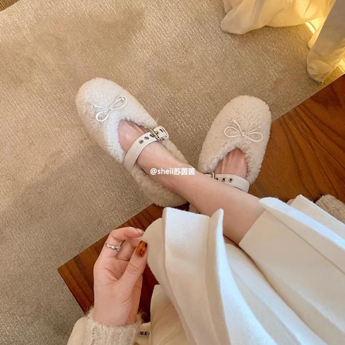 Виноградная мать та же милая миу~ балетки Мэри Джейн из овечьей шерсти, женские балетки