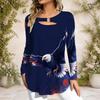 Women Plus Size Long Sleeve Casual Blouse Metal Ring Neckline Stylish Comfortable Daily Wear Top