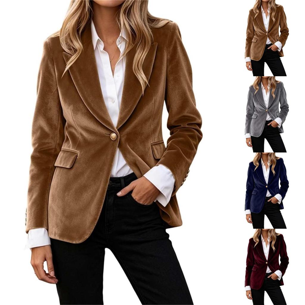 Women's Velvet Casual Elegant Slim Fit Jacket for Work and Daily Wear