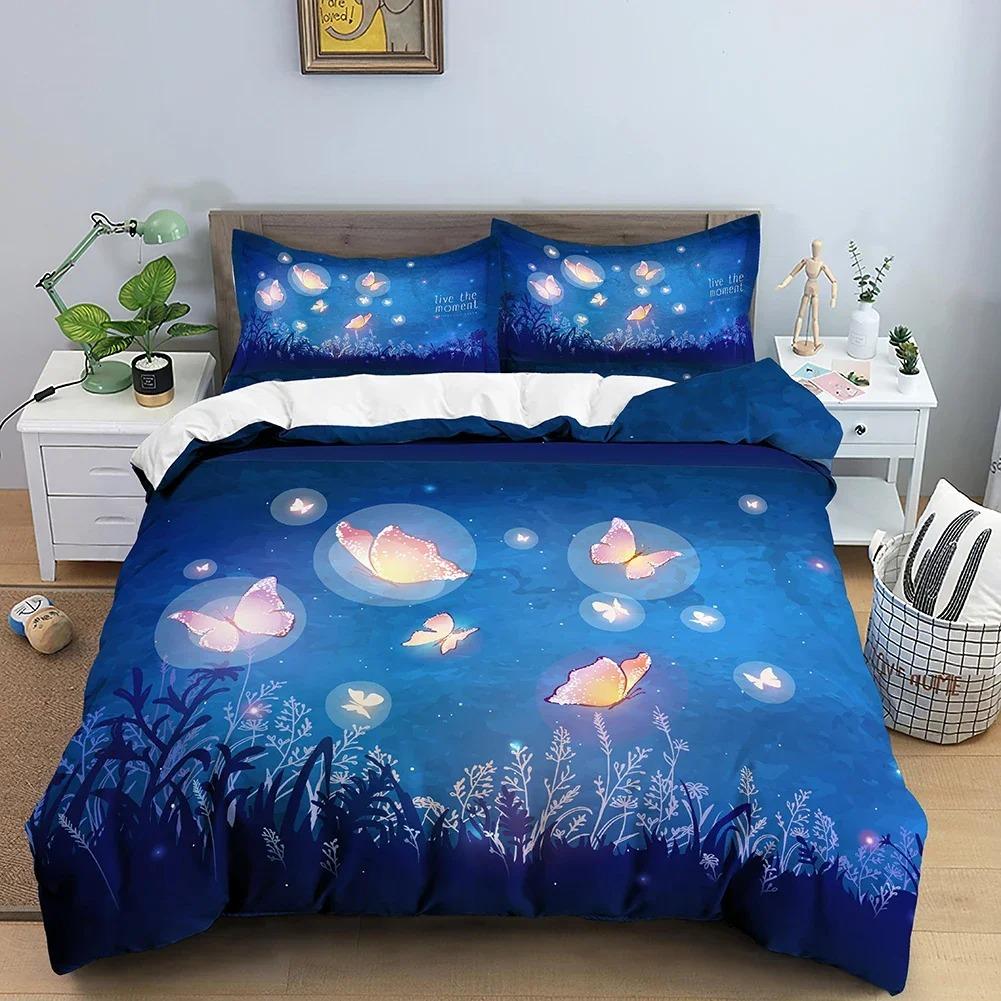 Комплект постельного белья Dolphin Deep Sea Butterfly Mushroom Duvet Cover 3D Queen Twin King Одеяло Покрывало Покрывало Домашний Текстиль