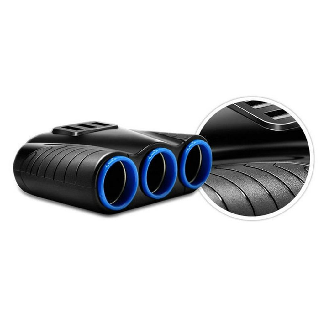 12-24V 3Ways Car Lighter Socket Splitter USB Charger Power Adapter Replacement for Vehicles and