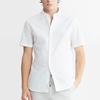 Calvin Klein Джинсы SS24 однотонные удобные рубашки с заостренным воротником и коротким рукавом мужские рубашки ярко-белые J324459-YAF