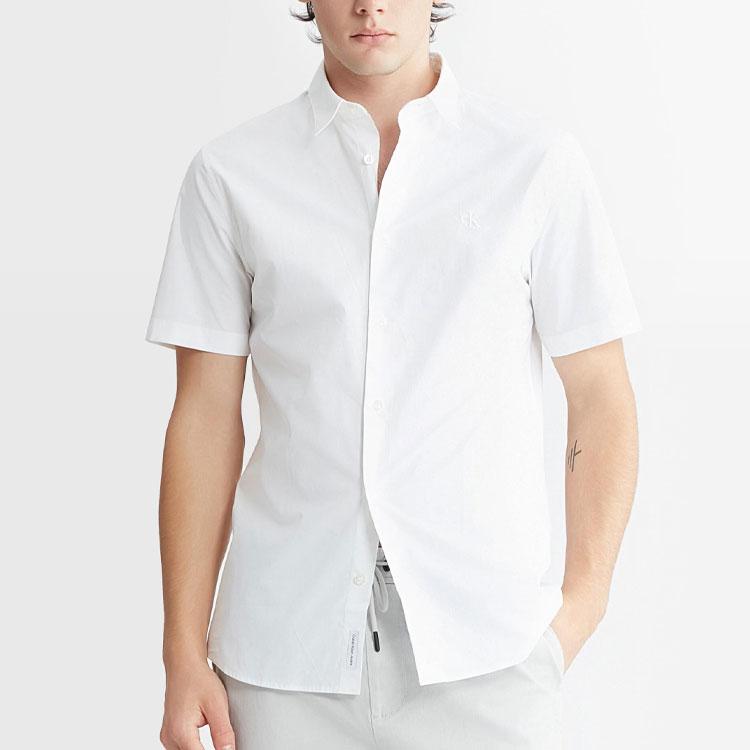 Calvin Klein Джинсы SS24 однотонные удобные рубашки с заостренным воротником и коротким рукавом мужские рубашки ярко-белые J324459-YAF