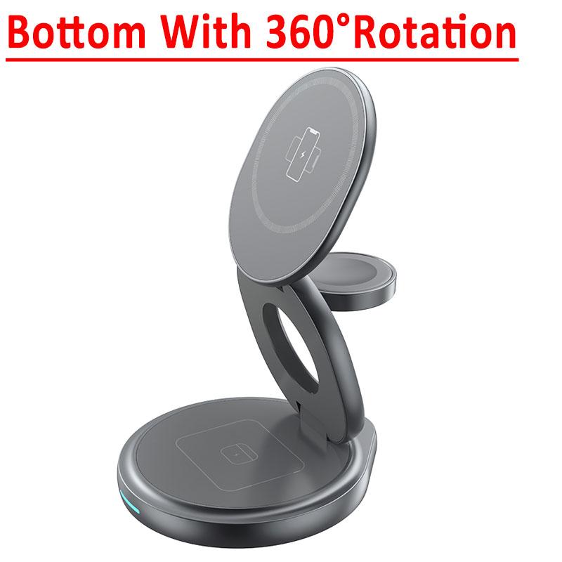 Складная магнитная беспроводная зарядная подставка мощностью 30 Вт для iPhone15 14 13 12 Pro Max Watch Airprods Pro 3 в 1, быстрая зарядная станция