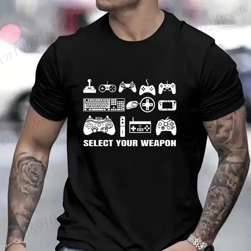 T Shirt for Unisex Clothing Fashion Gamer T Shirts Select Your Weapon Gamer Party Tee Dad Boy Gift Casual Oversized Clothes