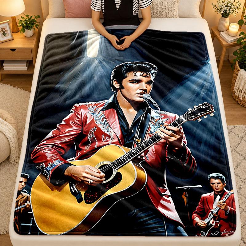 Flannel BlanketElvis Presley Warm Soft Throw Blanket for Indoor Sofa Bed Living Room Use