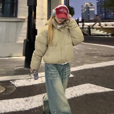 Новая хлопковая куртка в стиле Кендо 2025 года, короткая зимняя стеганая куртка, американская винтажная куртка, утолщенная куртка-пуховик с капюшоном