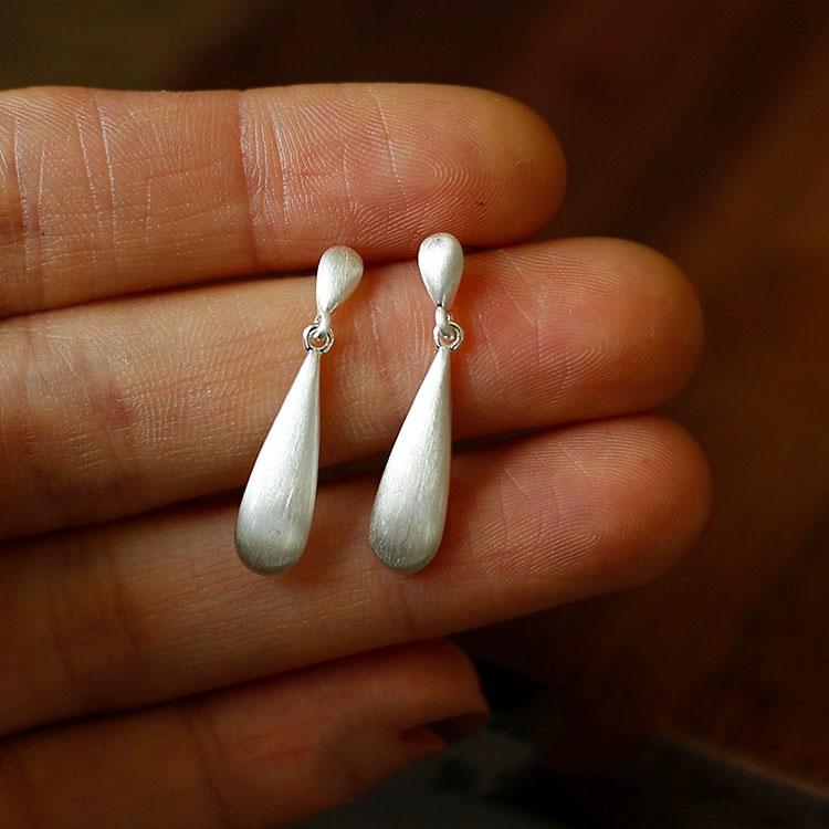 BF CLUB 925 Sterling Silver Earrings For Women Trendy Simple Retro Waterdrop Earring Jewelry Prevent Allergy Party Accessories