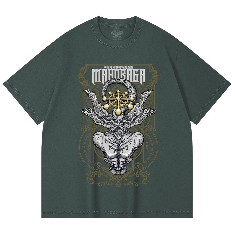 230 Gsm 100% Cotton Jujutsu Kaisen V42 Mahoraga Print Unisex Heavy Cotton T Shirt