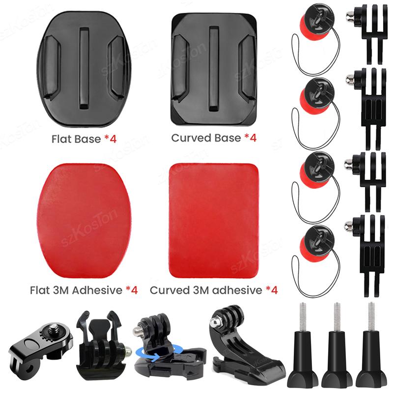 Крепления на шлем с клеевым слоем, плоское изогнутое крепление для GoPro Hero 13 12 11 10 9 8 Insta360 X5 X4 AKASO DJI OSMO Action 5 Pro SJCAM