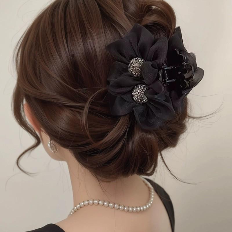 Korean Polka Dot Bow Claw Hair Clip - High-End Cloud Bubble Design for Women