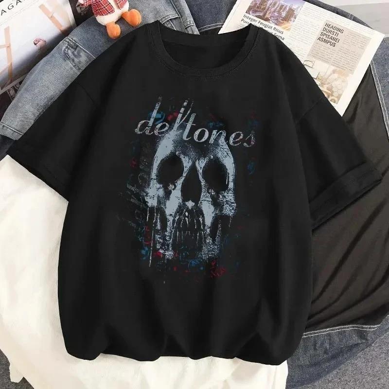 Модная футболка Deftones Around Футболка Хип-хоп рок-группа The Fur Tour Группа Концерт Футболки с графикой кошки Плотный хлопок Оверсайз футболка