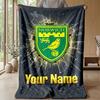 Norwich City Custom Name Text Flannel Blanket Soccer Logo Personalized Fleece Throw Blanket Special Gift For Sofa Bedroom Home