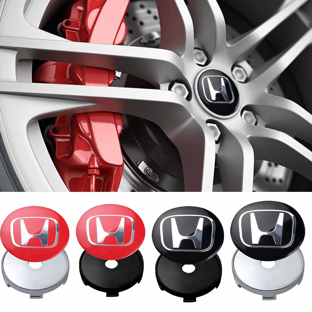 4Pcs Car Wheel Center Caps Badge Tire Hub Sticker Cover For Honda Jazz Fit Avancier Crv Accord Pilot City Prelude Mugen Power
