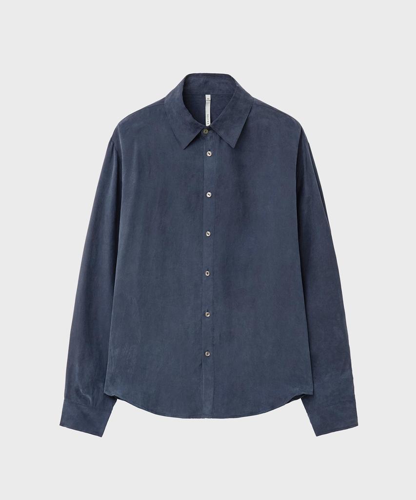 NOIRER Cupro Loose Fit Shirt (Navy)