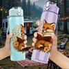 1PC Autumn Floral Fox Portrait 750ml Color Plastic Sports Water Bottle Leakproof Flip Straw Lid Suitable for Sports Office Home Use