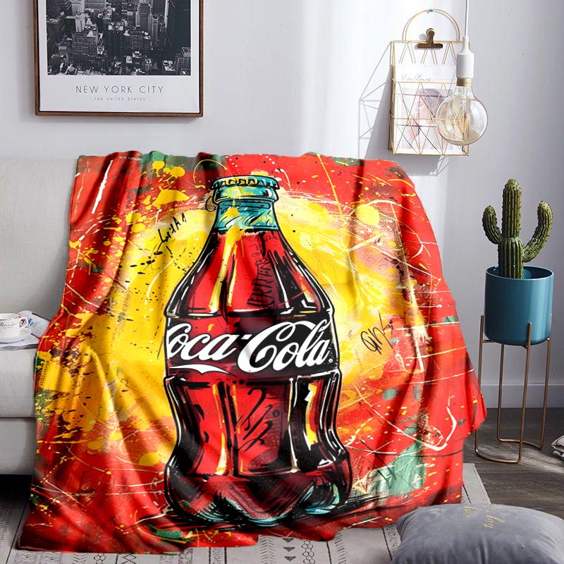 Coca-cola Artwork Design Blanket Flannel Throw for Sofa, Indoor, Camping, Living Room, Office, Chair, And Bed Soft Birthday Gift