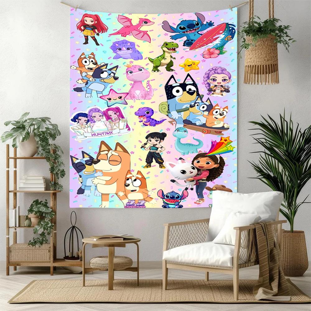 Bluey Custom Your Name Wall Decor Tapestry Art For Pet Memorial Birthdaywedding Party Backdrop Family Gift
