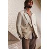 Двубортный пиджак свободного кроя HM светло-бежевого цвета