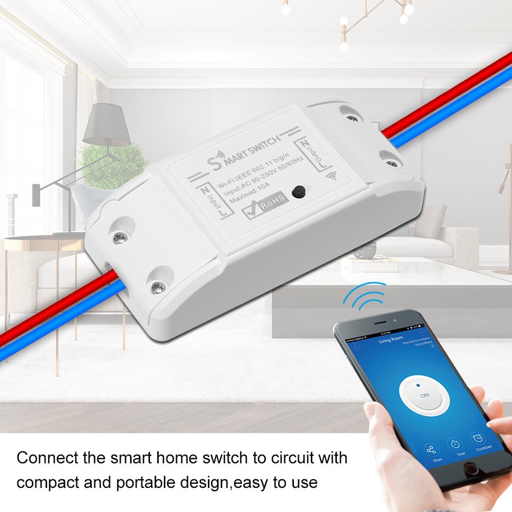 Wifi Smart Switch Compatible with Alexa & for Google Home Timer 10A/2200W Wireless Smart Sonoff