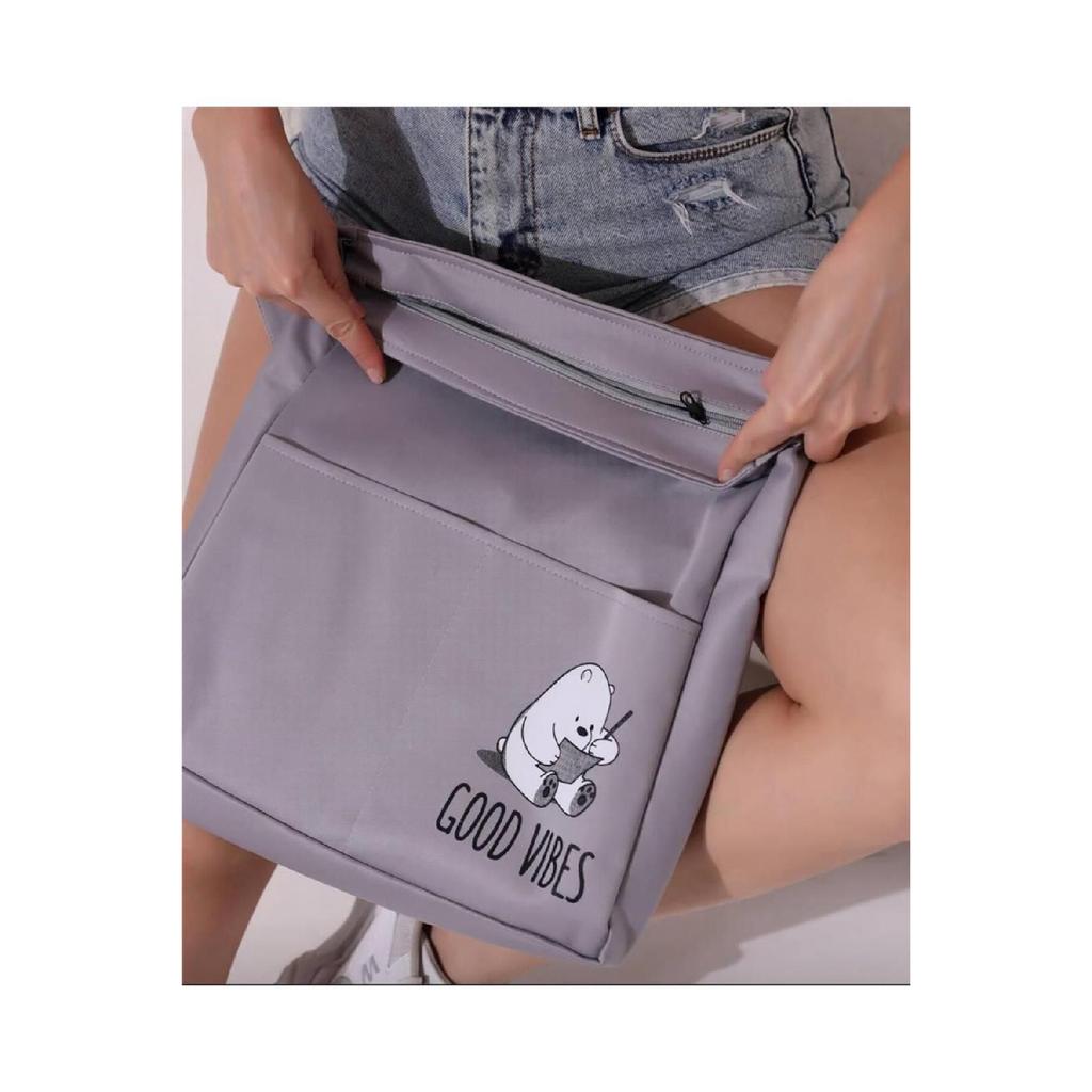 Сумка из набивного полотна с двумя карманами на молнии 1-го класса с регулируемым плечевым ремнем цвета мяты