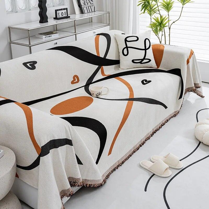 Одеяло Ins, простой чехол для дивана-кровати, дивана, большое хлопковое вязаное одеяло с кисточками, однотонное, скандинавское, декоративное, для спальни, ручная работа