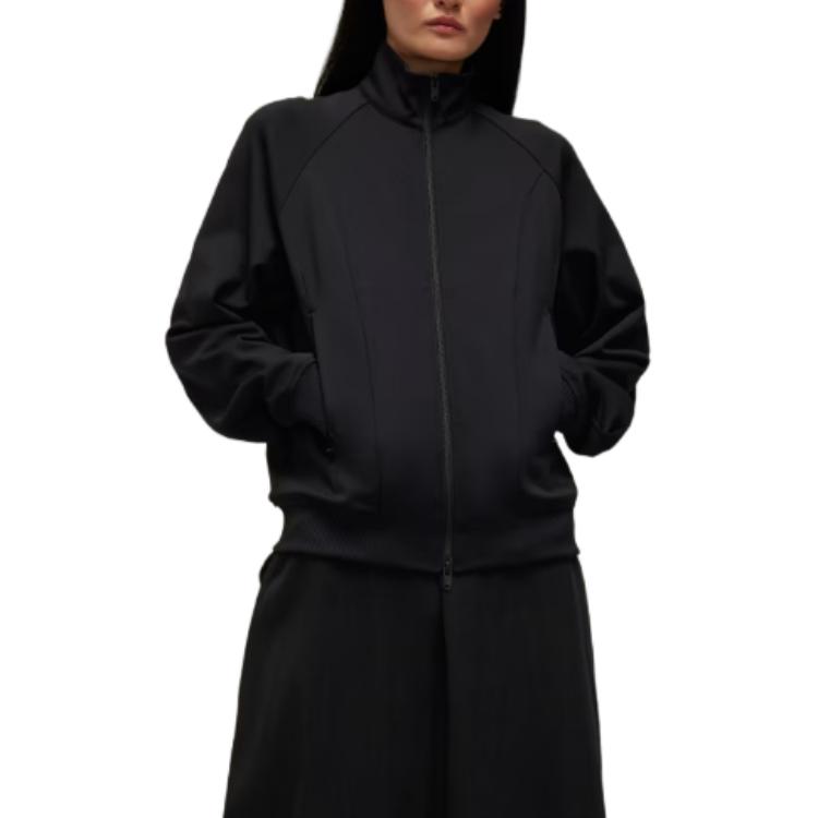 adidas W Спортивная куртка однотонная с воротником-стойкой на молнии с длинным рукавом женская куртка черного цвета JD9793