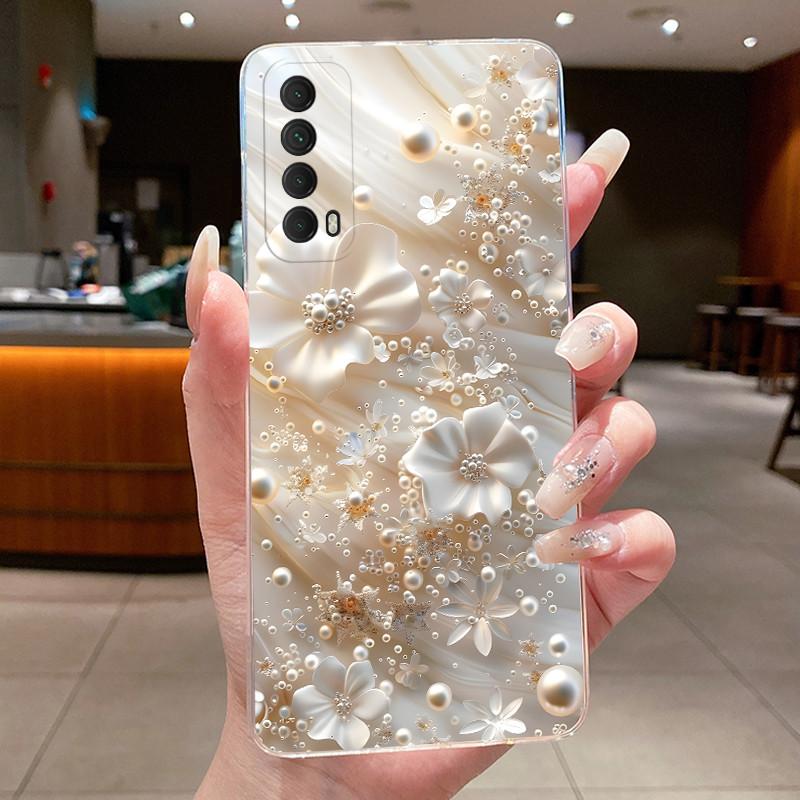 For Huawei P Smart 2021 Case Clear Soft TPU Flower Butterfly Back Cover For Huawei Y7a Phone Cases For Huawei PSmart 2021 Funda