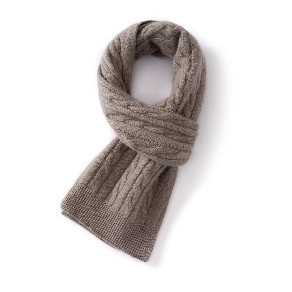 Женский шарф из 100% кашемира, вязаный косами, однотонный, ветрозащитный, для защиты шеи и лица, мягкий шарф для катания на скейтборде и пеших прогулок на открытом воздухе