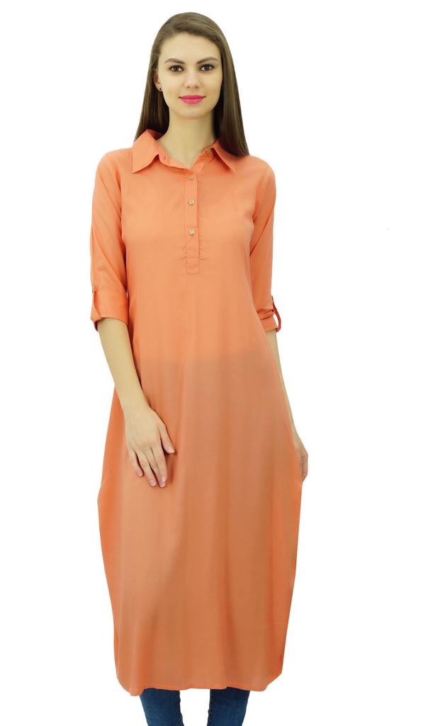 Phagun Индийская хлопковая смесь Курти Курта Повседневная одежда Воротник Туника Для