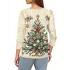 Женская мода Повседневная рубашка с принтом 'Рождество' 3/4 цвета Женские топы с круглым вырезом